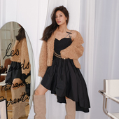 General驼色毛圈夹克链条白背心漆皮褶皱裤 Lost 秋冬 折