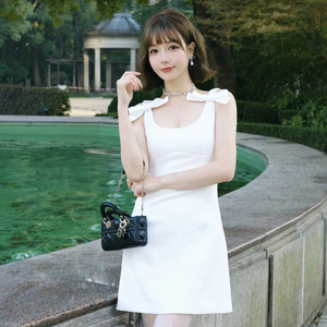 【折】ESTER HSU 官方旗舰店新款蝴蝶结醋酸迷你连衣裙百搭木兰