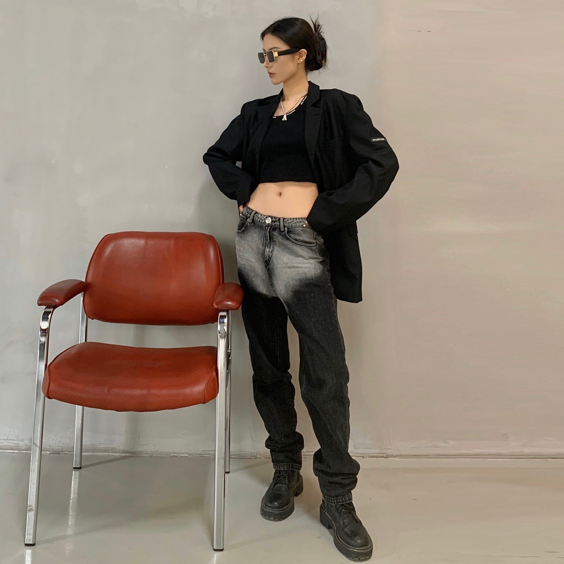 jac fleurant 23aw新款 黑灰渐变牛仔裤 百搭高级 木兰