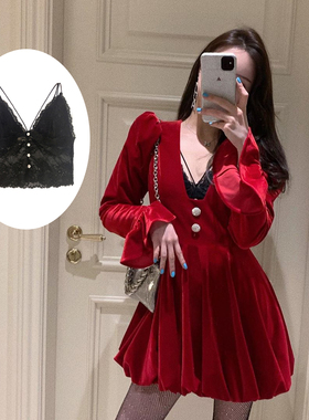 明星博主同款MOOD X MIURA复古百搭内衬蕾丝钻扣bralette吊带木兰