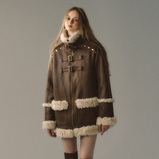 Viapitti 官方旗舰店 2024秋季新款撞色拼接两穿宽松厚外套百搭木