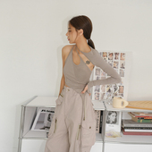 折 时尚 Hyein 2J新暗黑不对称斜肩长袖 裤 Seo 上衣工装 外套