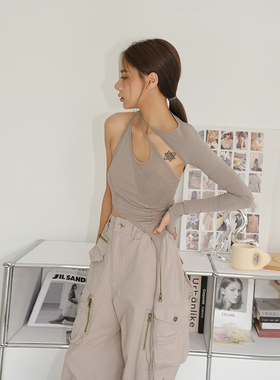 【折】Hyein Seo 2J新暗黑不对称斜肩长袖上衣工装裤时尚外套