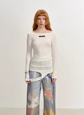 SOFITTE 25AW秋季新款 白色三穿挂脖假两件打底衫