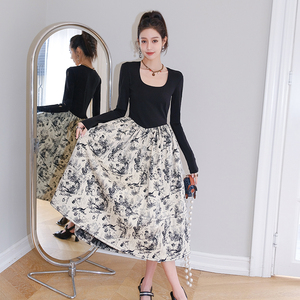 设计师deepmoss 木兰买手店2R春夏新款海洋舞会提花拼接连衣裙