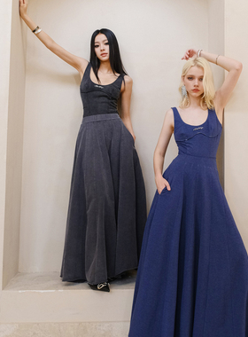 【折】Rose Verge 官方旗舰店2S新品U领弹力水洗套装纯色上衣半裙