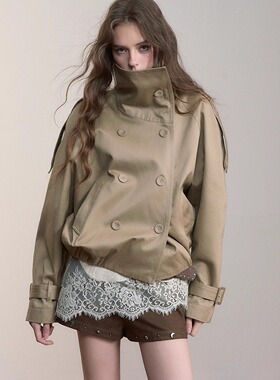 【折】VIAPITTI 25AW 复古短款立领收褶风衣外套