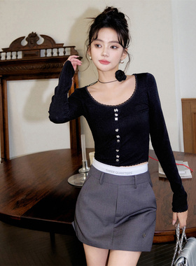 Three Quarters 24夏黑蕾丝边异扣打底衫牛筋腰头裙裤木兰合集