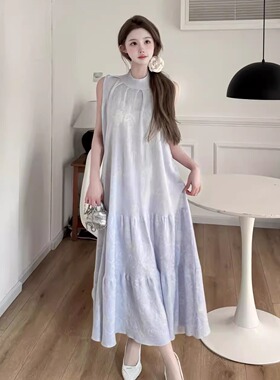 Three Quarters25SS 紫色提花无袖连衣裙