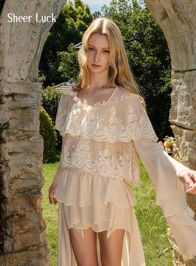 Sheer Luck 25AW Ondine雪纺蕾丝拼接上衣 雪纺裤裙