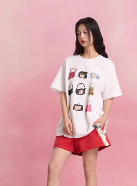 SOFITTE 25ss 白色趣味包包印花短袖T恤