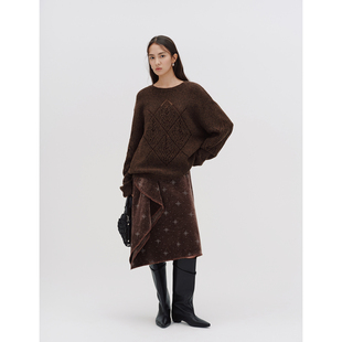 折 镂空图案毛衣 Vena 25FW新款 重工钉珠半身裙 Label
