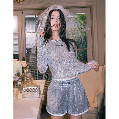 MasionWester春夏新款 闪闪惹人爱Bling闪亮银亮片套装