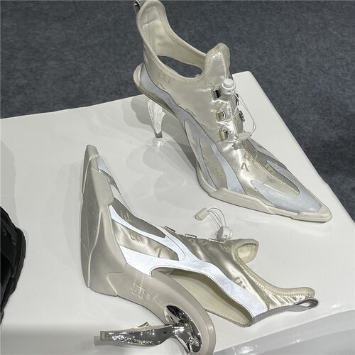 【折】EMPTY BEHAVIOR 3M弹力匕首辣妹战靴小众镂空缎面高跟鞋