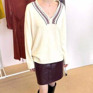 【新品】PALAVASV达埃兹月色针织上衣V领智感针织上衣长袖女秋冬