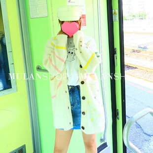 【国现】SJYP2J早秋新时尚简约彩色条纹中长款针织开衫女木兰