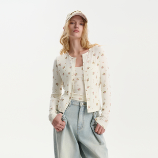 外套花卉图案印花上衣女 25SS米色碎花满印两件式 Three Quarters