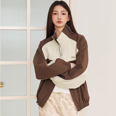 Three Quarters25SS 立领复古撞色绣 花廓形夹克