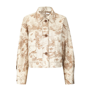 【折】deepmoss 秋冬栗棕色海洋舞会提花短夹克廓形外套百褶裙裤