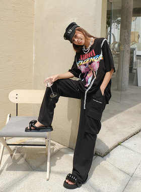 【折】设计师LOST GENERAL黑色网眼工装夹克外套工装裤长裤