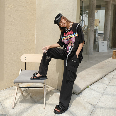 【折】设计师LOST GENERAL黑色网眼工装夹克外套工装裤长裤