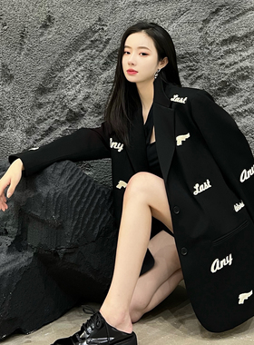 木兰买手店 40 CREW 2R新款牙刷绣标logo满印西装西服外套