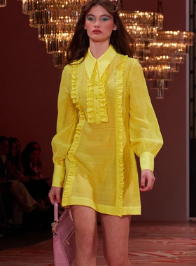 【10M】Alice mccall 新款黄色立领气质女士长袖迷你裙
