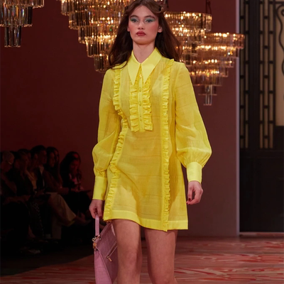 【10M】Alice mccall 新款黄色立领气质女士长袖迷你裙