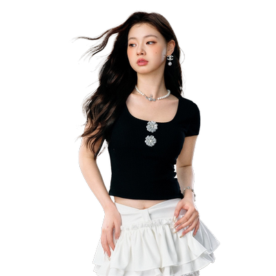 【折】OLIVIA DUO 新款新钻花蝴蝶带胸垫短袖芭蕾风蛋糕半身裙