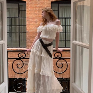 【折】La Freedom25早春波西米亚度假一字肩套装上衣半裙