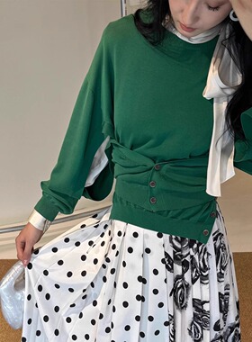 4.5折 小宋佳同款 Ports1961 Spa系列 绿色针织上衣裤子 多种穿法