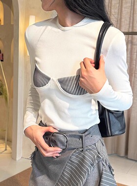 3折 6码xs现货 Christopher Esber 白色假胸衣白色打底上衣