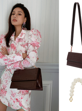 【折】0711格鲁吉亚网红设计师棕色鳄鱼纹手提包单肩包斜挎包