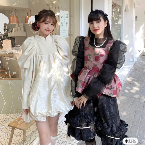 【折F】Fairy_吕新锐设计师2J秋冬新款 复古背心打底半裙