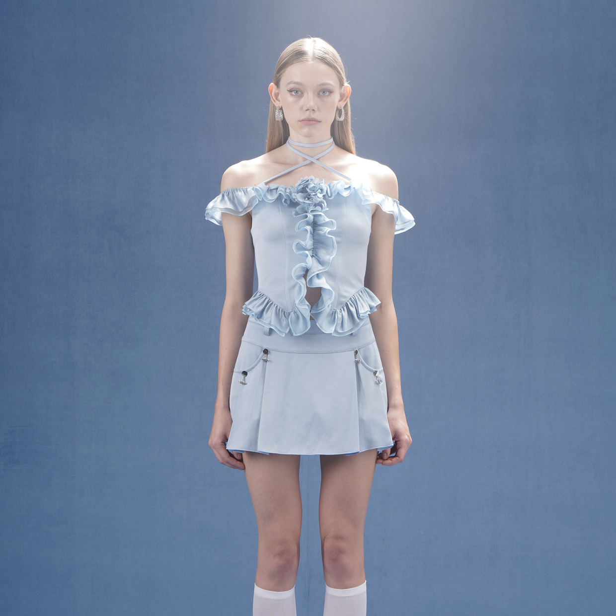 4MILE交叉飘带百褶裤裙