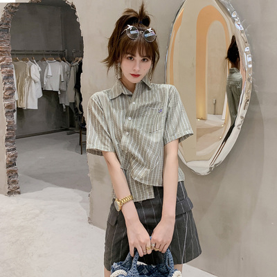 不规则褶皱百搭风半裙短袖衬衫