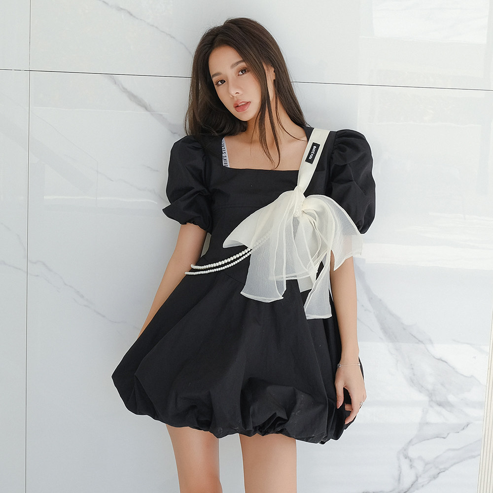 木兰买手店 arte pura白色泡泡袖大蝴蝶结装饰裙子连衣裙甜美风2r