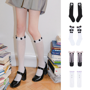 Laria 木兰22春夏水晶珠花朵中筒小腿袜子纱纱蝴蝶结 Collection