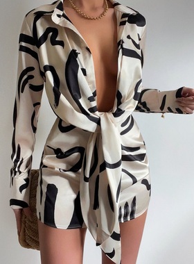 【清货折】澳洲设计师RUNAWAY春夏设计感腰部打结气质衬衫裙收腰