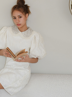 【】Sister Jane x 博主RedamancyL闪钻娃娃领泡泡袖连衣裙