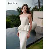 Sheer Luck2025早春新款 Zali轻奢手工珠花吊带轻奢手工珠花缎面裙