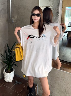 SOFITTE 25SS春夏新款 白色泼墨刺绣宽松短袖T恤