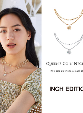 木兰 INCH EDITION 新款大富翁 女王硬币双层链饰项链饰品百搭