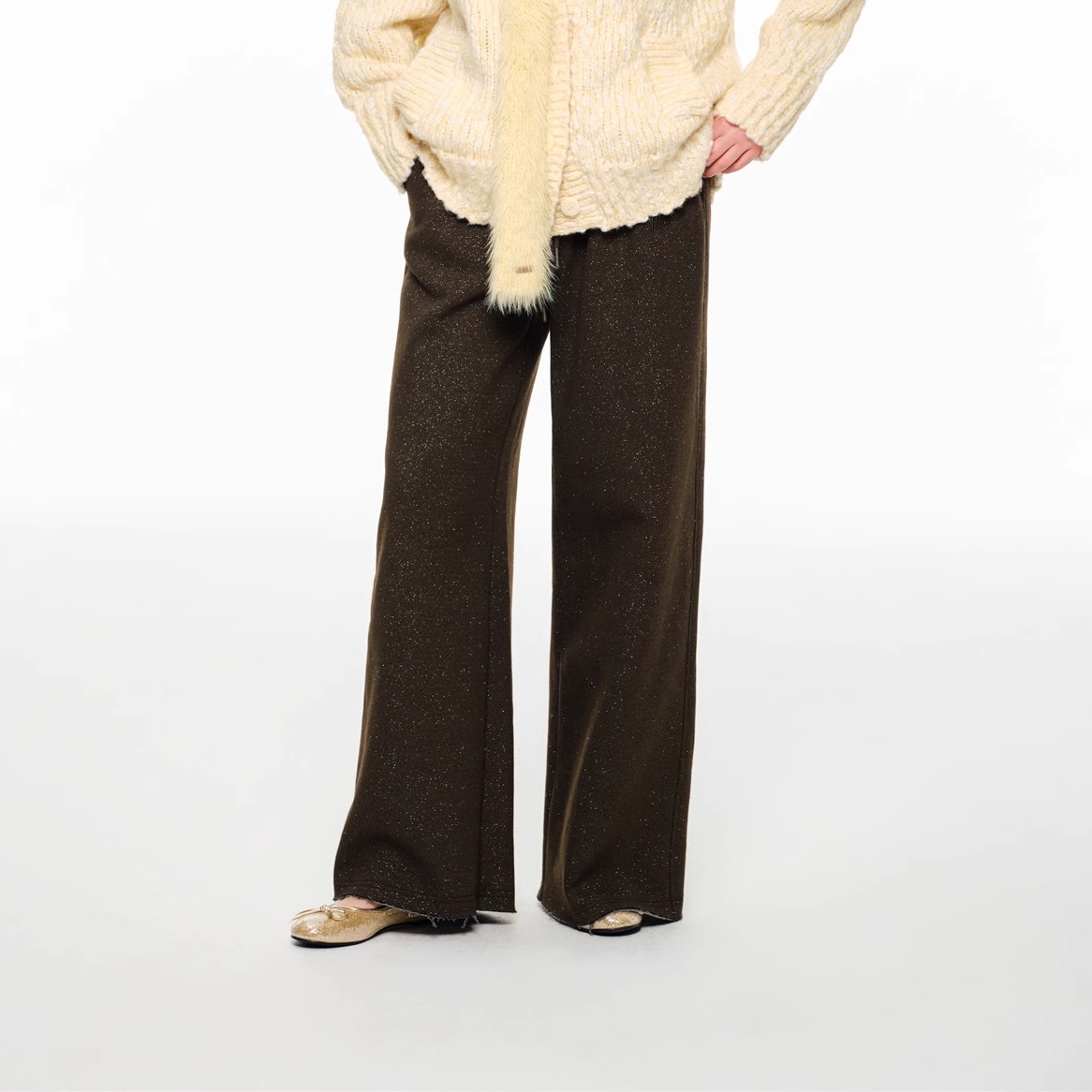 Andrea Martin24秋季新款 咖色灰色加绒阔腿裤