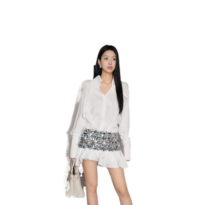 OLIVIA DUO官方旗舰店2026春夏新款闪片衬衫裙百搭木兰合集