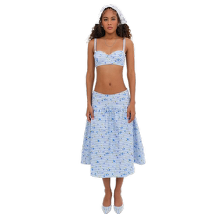 国现 For Love and Lemons24春夏新款甜美碎花胸衣吊带长款半身裙