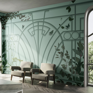 意大利原装 进口GLAMORA订制壁画现代新中式 轻奢窗外景色背景墙纸