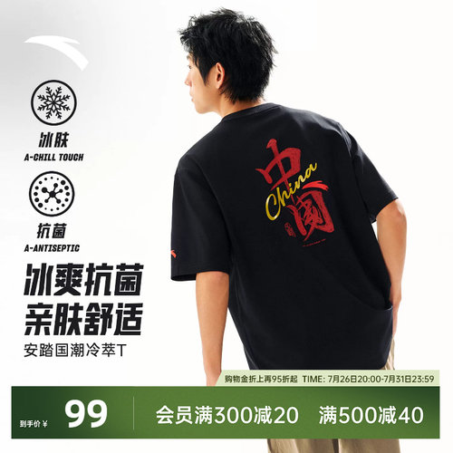 安踏男休闲冰丝国潮冷萃T