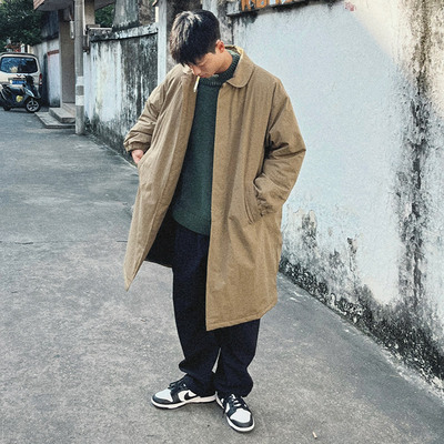 DRIVESTRAIGHT 23AW支线日系加厚巴尔马肯风衣棉服外套男女中长款
