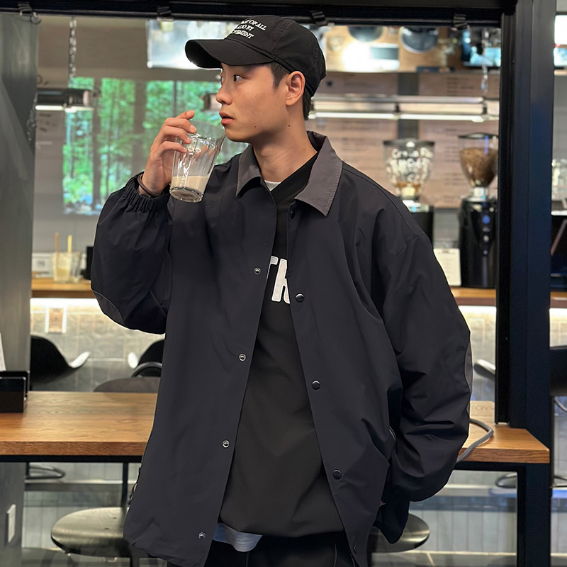 DRIVESTRAIGHT 23AW日系休闲防水拼接教练夹克翻领长袖外套DSTR